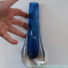 Load image into Gallery viewer, 1960s Minimalistic GEOFFREY BAXTER Whitefriars Kingfisher Glass Blue Vases

