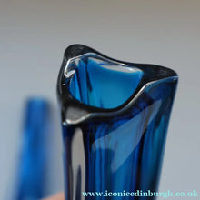 Load image into Gallery viewer, 1960s Minimalistic GEOFFREY BAXTER Whitefriars Kingfisher Glass Blue Vases

