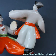 Load image into Gallery viewer, UKRAINE POTTERY. Vintage 1960s Figurine Cossacks Dancing and Playing Musical Instruments

