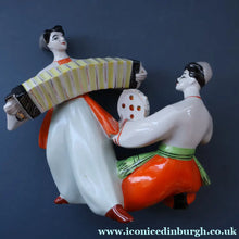 Load image into Gallery viewer, UKRAINE POTTERY. Vintage 1960s Figurine Cossacks Dancing and Playing Musical Instruments

