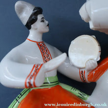 Load image into Gallery viewer, UKRAINE POTTERY. Vintage 1960s Figurine Cossacks Dancing and Playing Musical Instruments

