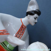 Load image into Gallery viewer, UKRAINE POTTERY. Vintage 1960s Figurine Cossacks Dancing and Playing Musical Instruments

