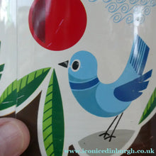 Load image into Gallery viewer, 1960s Vintage Cadbury's Biscuit Tin with Fitted Lid. Cartoon Birds and Apple Pattern
