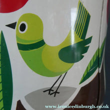 Load image into Gallery viewer, 1960s Vintage Cadbury's Biscuit Tin with Fitted Lid. Cartoon Birds and Apple Pattern
