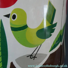Load image into Gallery viewer, 1960s Vintage Cadbury's Biscuit Tin with Fitted Lid. Cartoon Birds and Apple Pattern
