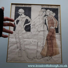 Load image into Gallery viewer, 1960s Vintage Original Fashion Drawing Showing Three Glamour Models in La Mode Outfits
