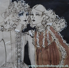 Load image into Gallery viewer, 1960s Vintage Original Fashion Drawing Showing Three Glamour Models in La Mode Outfits

