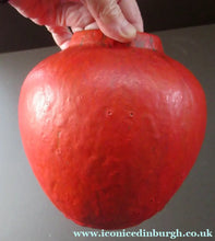 Load image into Gallery viewer, 1960s West German Ruscha Vase with Scarlet Red Thick Volcano Glaze 

