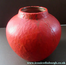 Load image into Gallery viewer, 1960s West German Ruscha Vase with Scarlet Red Thick Volcano Glaze 
