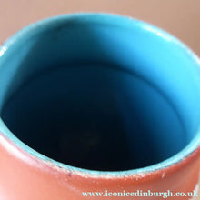 Load image into Gallery viewer, 1960s WEST GERMAN Vase. Scheurich 203-26. Exterior with Matt Terracotta Glaze; the Interior with Glossy Turquoise Glaze
