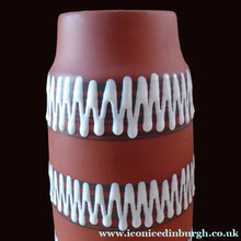 Load image into Gallery viewer, 1960s WEST GERMAN Vase. Scheurich 203-26. Exterior with Matt Terracotta Glaze; the Interior with Glossy Turquoise Glaze

