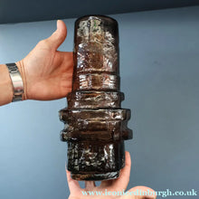 Load image into Gallery viewer, 1960s WHITEFRIARS Cinnamon "HOOPED" Vase by Geoffrey Baxter; 11 1/2 inches in height 
