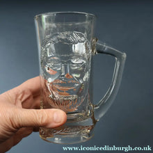 Load image into Gallery viewer, Large 1970s AMERICAN Heavy Clear Glass Tankard Featuring an Image of "Big Daddy", Joe Flanigan. Three Available
