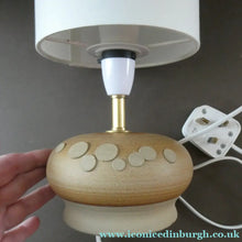 Load image into Gallery viewer, Vintage 1970s Art Pottery Stoneware Table Lamp with White Drum Shade
