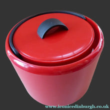 Load image into Gallery viewer, 1970s BODUM JORGENSEN Red and Black Plastic Ice Bucket. Fabulous Styling with Concealed Black Carry Handle
