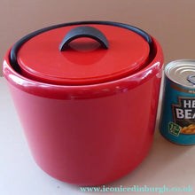 Load image into Gallery viewer, 1970s BODUM JORGENSEN Red and Black Plastic Ice Bucket. Fabulous Styling with Concealed Black Carry Handle
