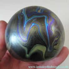 Load image into Gallery viewer, 1980s Iridescent Swirls Paperweight signed Peter Layton British Art Glass

