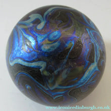 Load image into Gallery viewer, 1980s Iridescent Swirls Paperweight signed Peter Layton British Art Glass

