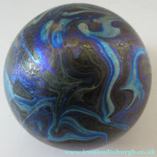 Load image into Gallery viewer, 1980s Iridescent Swirls Paperweight signed Peter Layton British Art Glass
