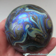 Load image into Gallery viewer, 1980s Iridescent Swirls Paperweight signed Peter Layton British Art Glass
