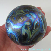 Load image into Gallery viewer, 1980s Iridescent Swirls Paperweight signed Peter Layton British Art Glass
