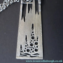 Load image into Gallery viewer, 1970s Brutalist Design. Scottish Ceard Pewter Pendant &amp; Long Chain. Entitled Arran. Boxed - Pewter Jewellery
