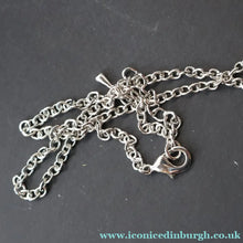 Load image into Gallery viewer, 1970s Brutalist Design. Scottish Ceard Pewter Pendant &amp; Long Chain. Entitled Arran. Boxed - Pewter Jewellery
