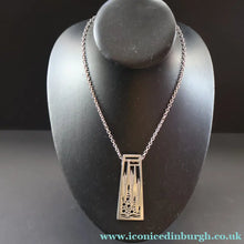 Load image into Gallery viewer, 1970s Brutalist Design. Scottish Ceard Pewter Pendant &amp; Long Chain. Entitled Arran. Boxed - Pewter Jewellery
