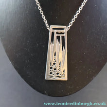 Load image into Gallery viewer, 1970s Brutalist Design. Scottish Ceard Pewter Pendant &amp; Long Chain. Entitled Arran. Boxed - Pewter Jewellery
