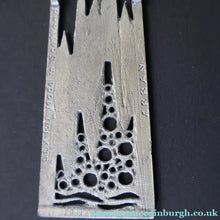Load image into Gallery viewer, 1970s Brutalist Design. Scottish Ceard Pewter Pendant &amp; Long Chain. Entitled Arran. Boxed - Pewter Jewellery
