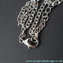 Load image into Gallery viewer, 1970s Brutalist Design. Scottish Ceard Pewter Pendant &amp; Long Chain. Entitled Arran. Boxed - Pewter Jewellery
