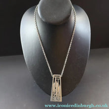 Load image into Gallery viewer, 1970s Brutalist Design. Scottish Ceard Pewter Pendant &amp; Long Chain. Entitled Arran. Boxed - Pewter Jewellery
