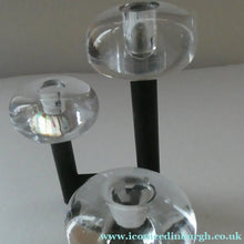 Load image into Gallery viewer, Vintage Single 1970s Candlestick with Metal Body Section and Three Oval Crystal Holders
