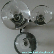 Load image into Gallery viewer, Vintage Single 1970s Candlestick with Metal Body Section and Three Oval Crystal Holders
