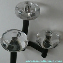 Load image into Gallery viewer, Vintage Single 1970s Candlestick with Metal Body Section and Three Oval Crystal Holders
