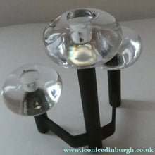 Load image into Gallery viewer, Vintage Single 1970s Candlestick with Metal Body Section and Three Oval Crystal Holders
