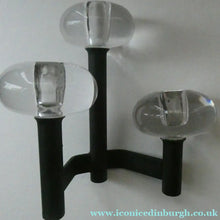 Load image into Gallery viewer, Vintage Single 1970s Candlestick with Metal Body Section and Three Oval Crystal Holders
