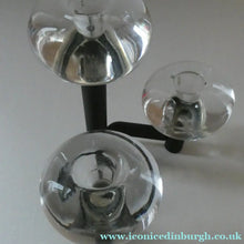 Load image into Gallery viewer, Vintage Single 1970s Candlestick with Metal Body Section and Three Oval Crystal Holders
