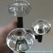 Load image into Gallery viewer, Vintage Single 1970s Candlestick with Metal Body Section and Three Oval Crystal Holders
