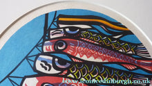 Load image into Gallery viewer, Clifton Karhu Koinobori Carp Flying Kites 1970s Colour Woodcut Signed

