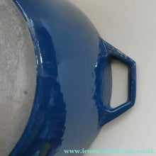 Load image into Gallery viewer, Vintage DANISH Copco D3 Bright Blue Enamel Cast Iron Lidded Casserole Pot
