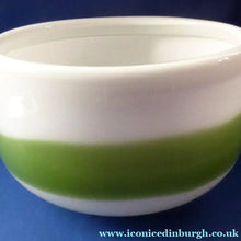 Load image into Gallery viewer, DANISH Holmegaard Glass Palet Bowl with Green Stripe. Designed by MICHAEL BANG. 1970

