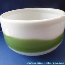 Load image into Gallery viewer, DANISH Holmegaard Glass Palet Bowl with Green Stripe. Designed by MICHAEL BANG. 1970
