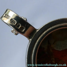 Load image into Gallery viewer, Stylish Oval HALLMARKED SILVER &amp; Agate Pendant (London 1976) - Scottish Silver Jewellery
