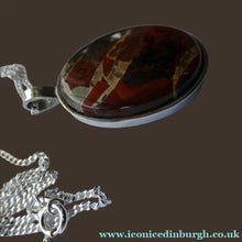Load image into Gallery viewer, Stylish Oval HALLMARKED SILVER &amp; Agate Pendant (London 1976) - Scottish Silver Jewellery

