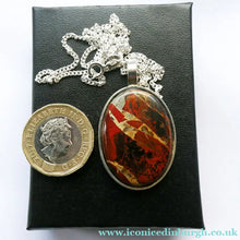 Load image into Gallery viewer, Stylish Oval HALLMARKED SILVER &amp; Agate Pendant (London 1976) - Scottish Silver Jewellery
