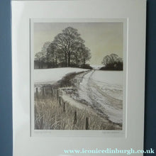 Load image into Gallery viewer, KATHLEEN CADDICK (b. 1937). Hand-Coloured Etching Entitled "Tracks in the Snow". Pencil Signed Artist's Proof
