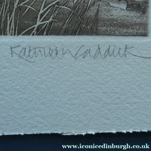 Load image into Gallery viewer, KATHLEEN CADDICK (b. 1937). Hand-Coloured Etching Entitled "Tracks in the Snow". Pencil Signed Artist's Proof
