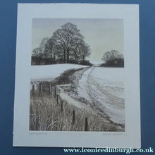 Load image into Gallery viewer, KATHLEEN CADDICK (b. 1937). Hand-Coloured Etching Entitled "Tracks in the Snow". Pencil Signed Artist's Proof
