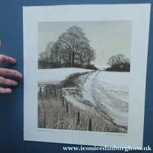 Load image into Gallery viewer, KATHLEEN CADDICK (b. 1937). Hand-Coloured Etching Entitled "Tracks in the Snow". Pencil Signed Artist's Proof
